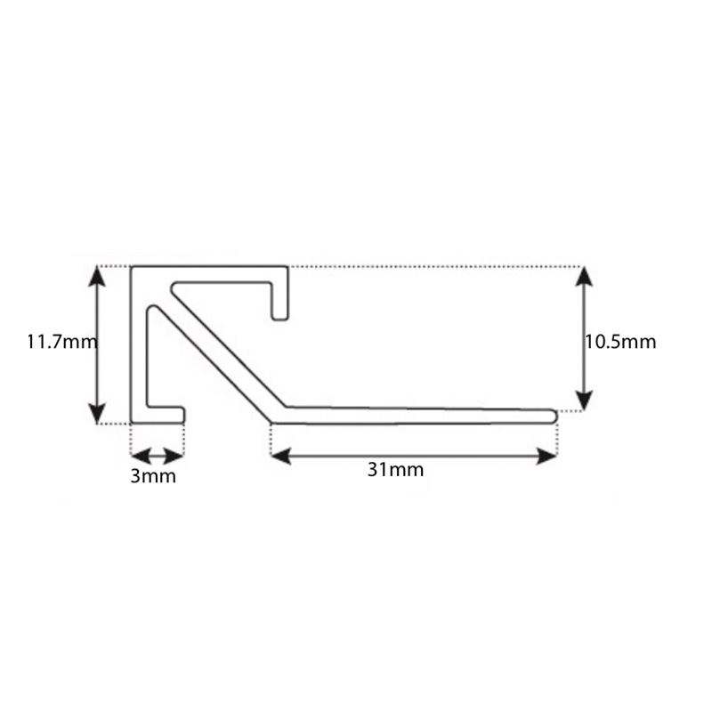 Aluminium Square Edge Trim White or Black Gloss 10mm - Western Distributors