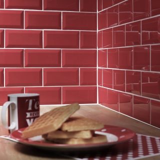 Metro Red Bevelled Subway Wall Tile