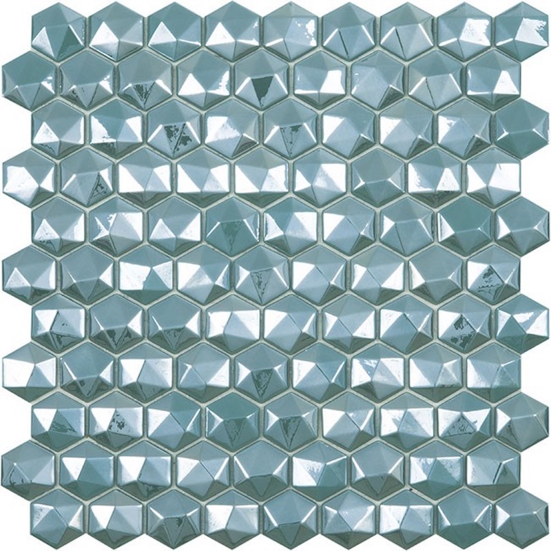 Diamond Turquesa Hex Glass Mosaic Tile sample