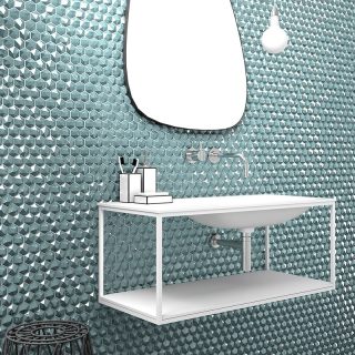 Diamond Turquesa Hex Glass Mosaic Tile